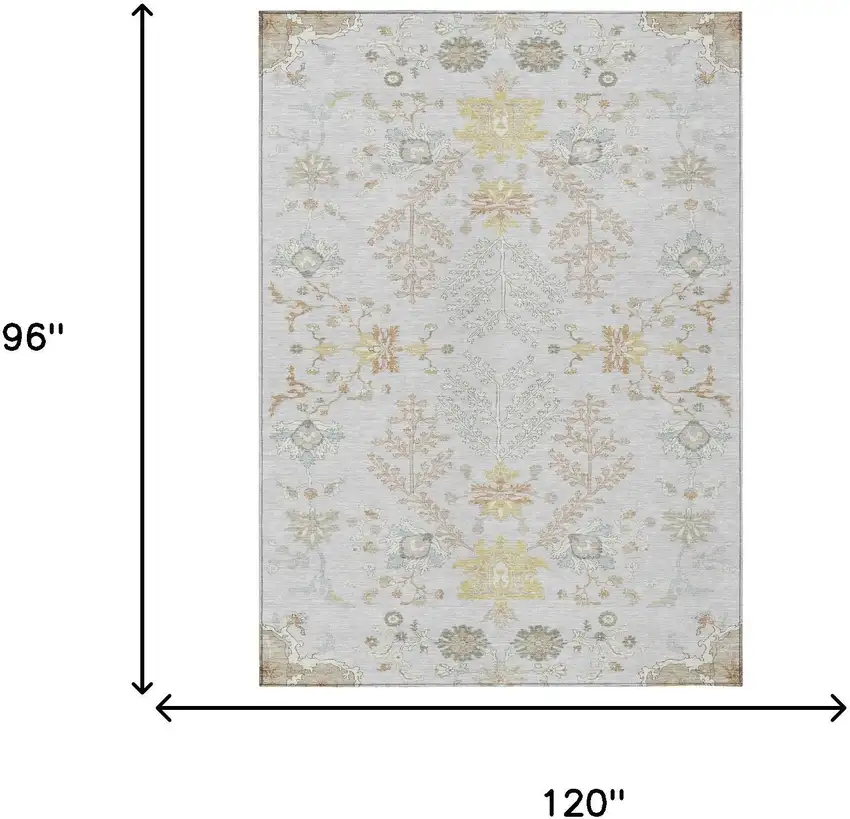 Gray And Ivory Oriental Washable Indoor Outdoor Area Rug Photo 9