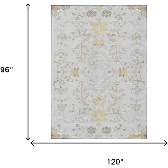 Gray And Ivory Oriental Washable Indoor Outdoor Area Rug Photo 9