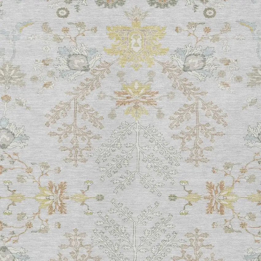 Gray And Ivory Oriental Washable Indoor Outdoor Area Rug Photo 5