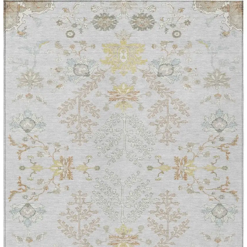 Gray And Ivory Oriental Washable Indoor Outdoor Area Rug Photo 4