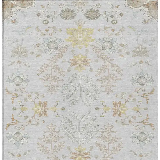 Gray And Ivory Oriental Washable Indoor Outdoor Area Rug Photo 4