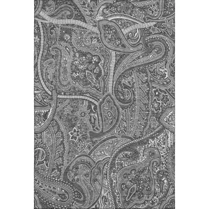 Photo of Gray And Ivory Paisley Washable Area Rug With UV Protection