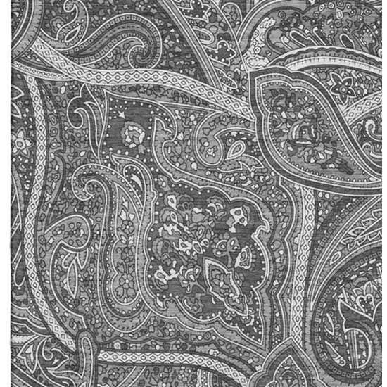 Gray And Ivory Paisley Washable Area Rug With UV Protection Photo 4
