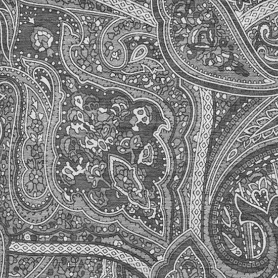 Gray And Ivory Paisley Washable Area Rug With UV Protection Photo 3