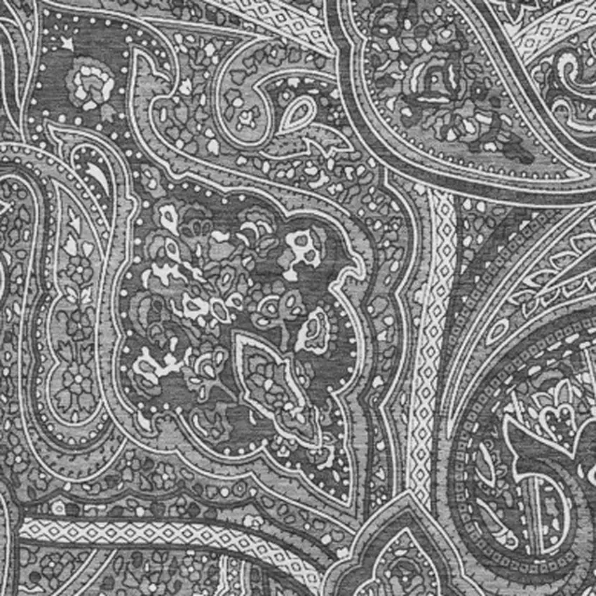 Gray And Ivory Paisley Washable Area Rug With UV Protection Photo 3