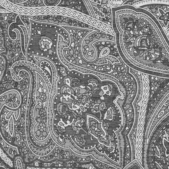 Gray And Ivory Paisley Washable Area Rug With UV Protection Photo 3