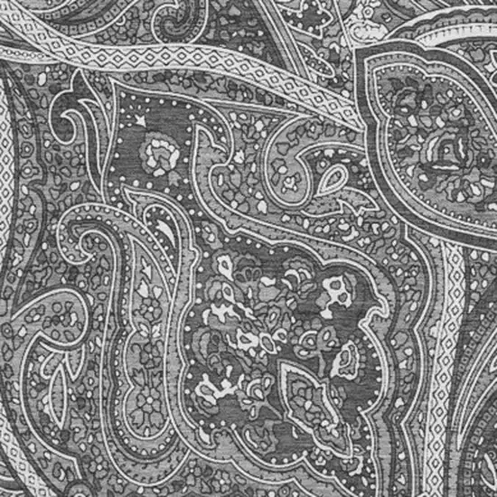 Gray And Ivory Paisley Washable Area Rug With UV Protection Photo 4