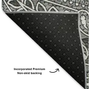 Photo of Gray And Ivory Paisley Washable Area Rug With UV Protection