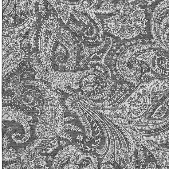 Gray And Ivory Paisley Washable Area Rug With UV Protection Photo 3