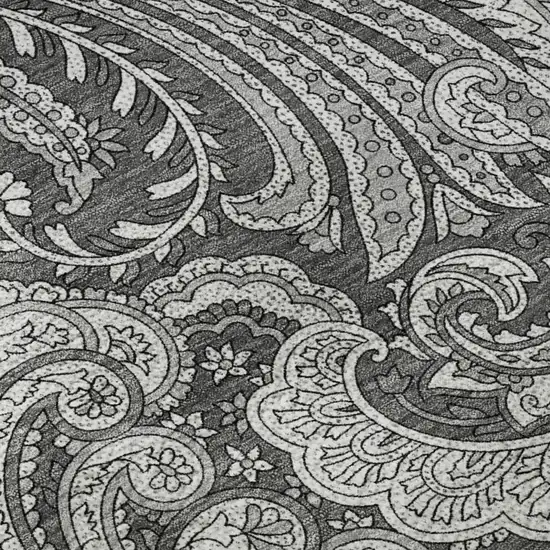 Gray And Ivory Paisley Washable Area Rug With UV Protection Photo 7