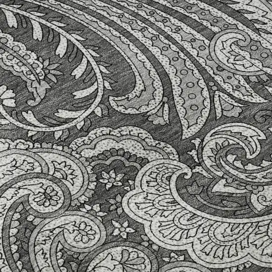 Gray And Ivory Paisley Washable Area Rug With UV Protection Photo 9
