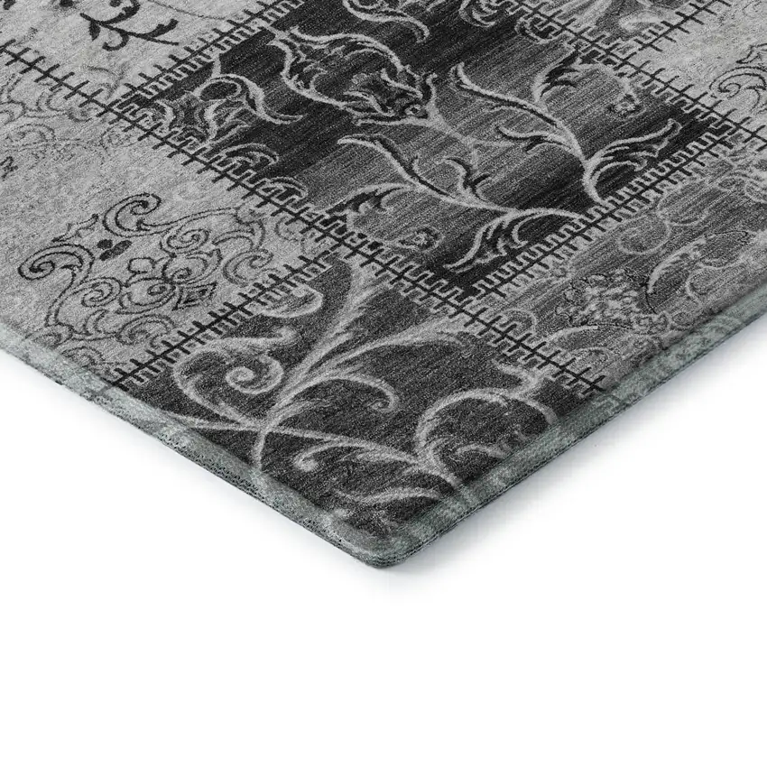 Gray And Ivory Patchwork Washable Area Rug With UV Protection Photo 9