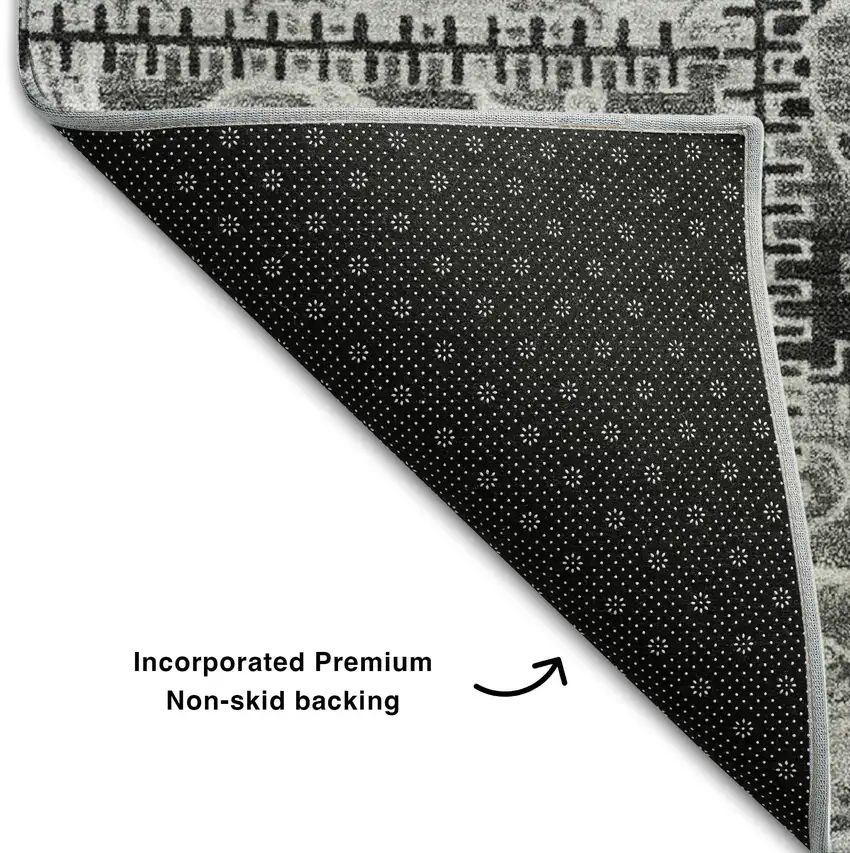 Gray And Ivory Patchwork Washable Area Rug With UV Protection Photo 8