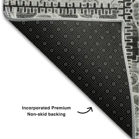 Gray And Ivory Patchwork Washable Area Rug With UV Protection Photo 7