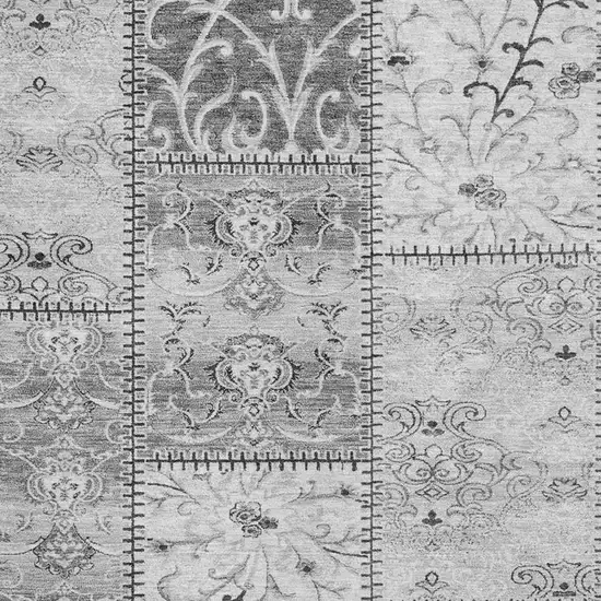 Gray And Ivory Patchwork Washable Area Rug With UV Protection Photo 3