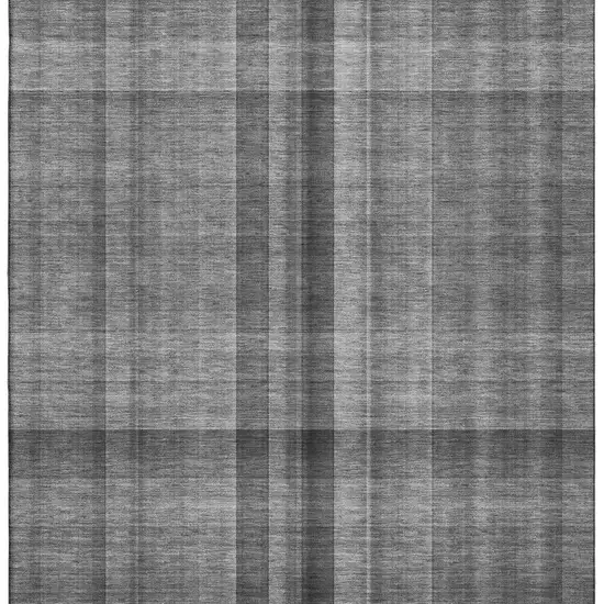 Gray And Ivory Plaid Washable Area Rug With UV Protection Photo 4