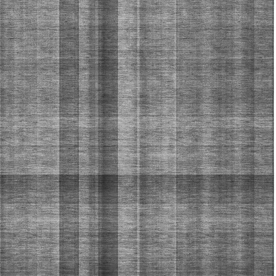 Gray And Ivory Plaid Washable Area Rug With UV Protection Photo 3