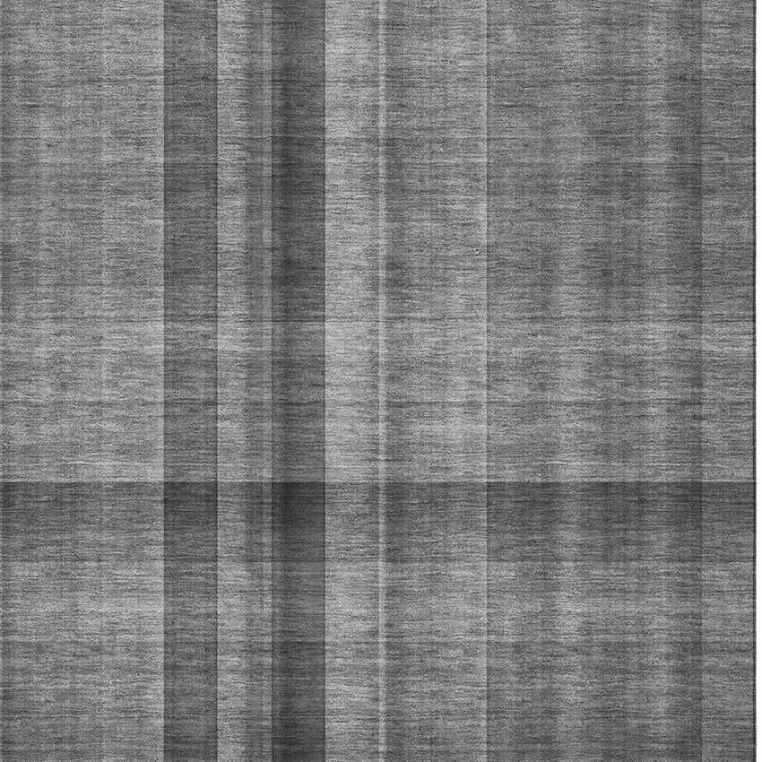 Gray And Ivory Plaid Washable Area Rug With UV Protection Photo 3