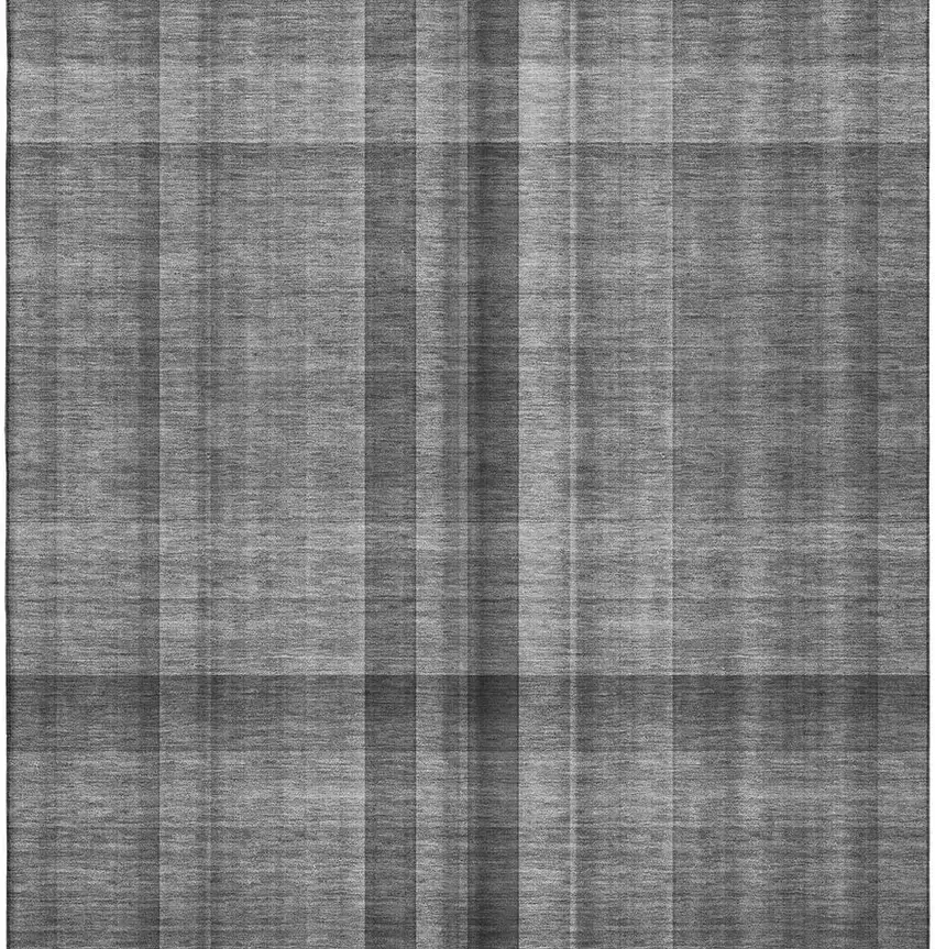 Gray And Ivory Plaid Washable Area Rug With UV Protection Photo 4
