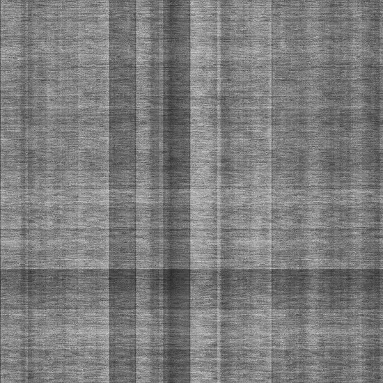 Gray And Ivory Plaid Washable Area Rug With UV Protection Photo 3