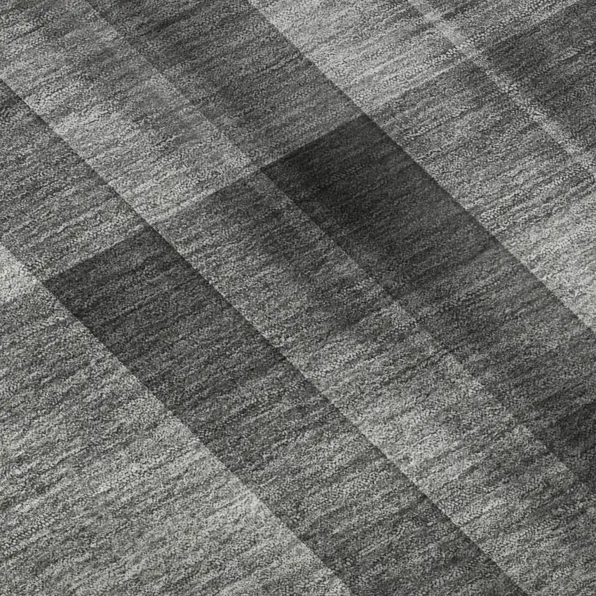 Gray And Ivory Plaid Washable Area Rug With UV Protection Photo 9