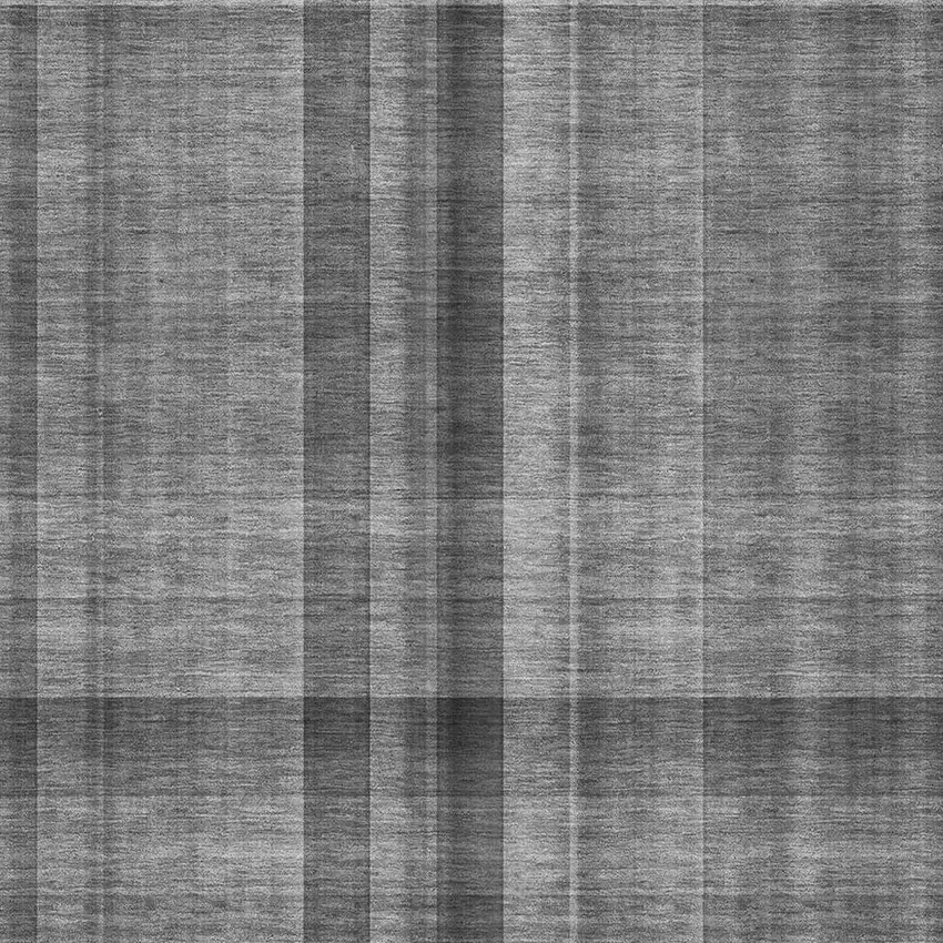 Gray And Ivory Plaid Washable Area Rug With UV Protection Photo 3