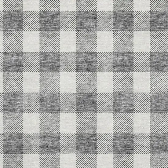 Gray And Ivory Plaid Washable Area Rug With UV Protection Photo 2