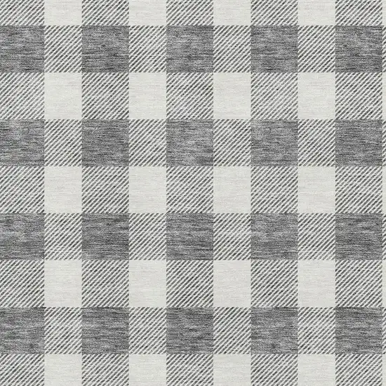 Gray And Ivory Plaid Washable Area Rug With UV Protection Photo 2
