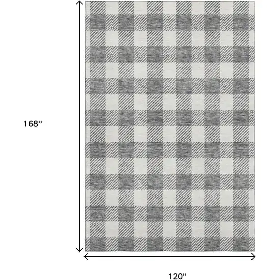 Gray And Ivory Plaid Washable Area Rug With UV Protection Photo 9