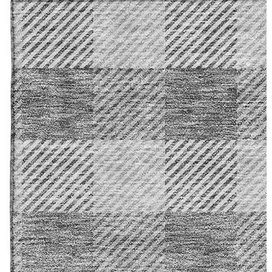 Gray And Ivory Plaid Washable Area Rug With UV Protection Photo 3