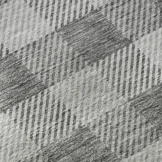 Gray And Ivory Plaid Washable Area Rug With UV Protection Photo 9