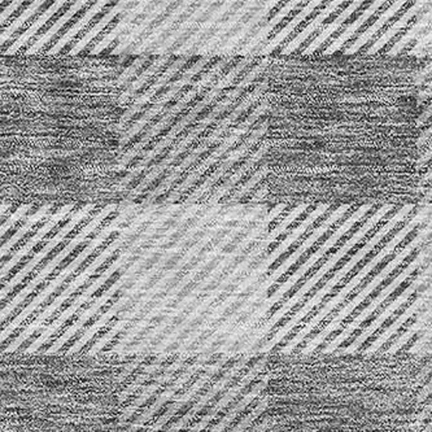 Gray And Ivory Plaid Washable Area Rug With UV Protection Photo 2