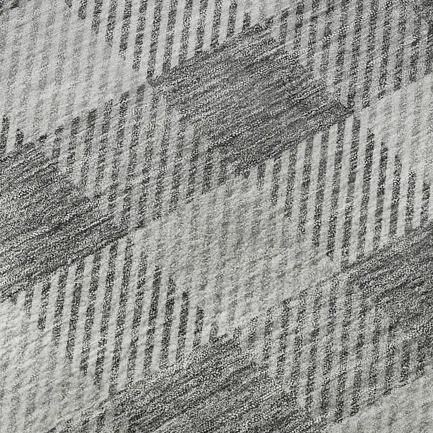 Gray And Ivory Plaid Washable Area Rug With UV Protection Photo 8