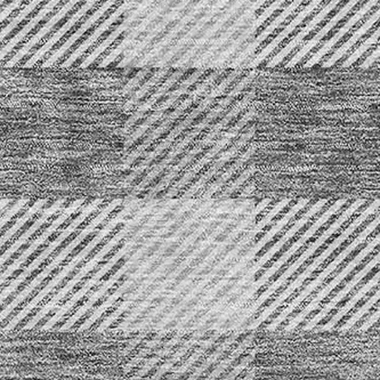 Gray And Ivory Plaid Washable Area Rug With UV Protection Photo 2