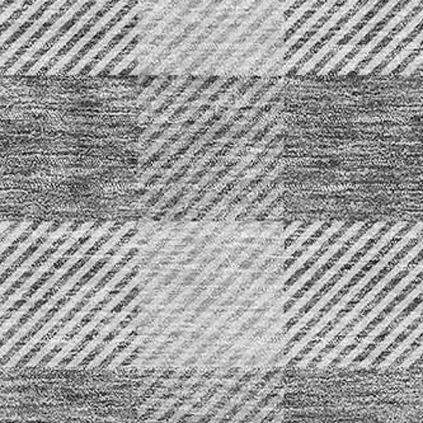 Gray And Ivory Plaid Washable Area Rug With UV Protection Photo 2