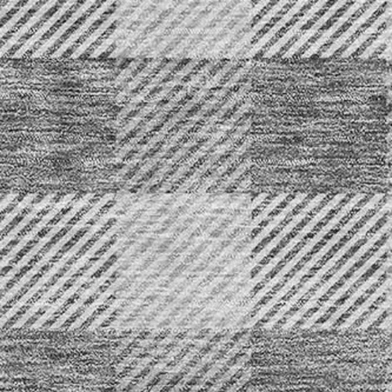 Gray And Ivory Plaid Washable Area Rug With UV Protection Photo 2