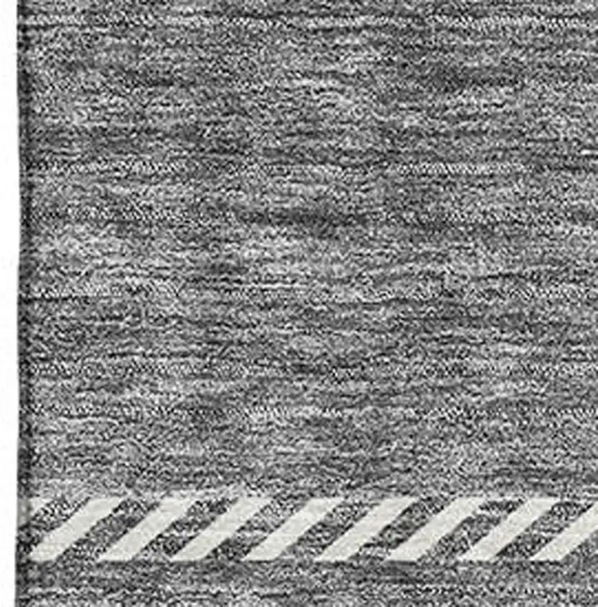 Gray And Ivory Plaid Washable Area Rug With UV Protection Photo 2