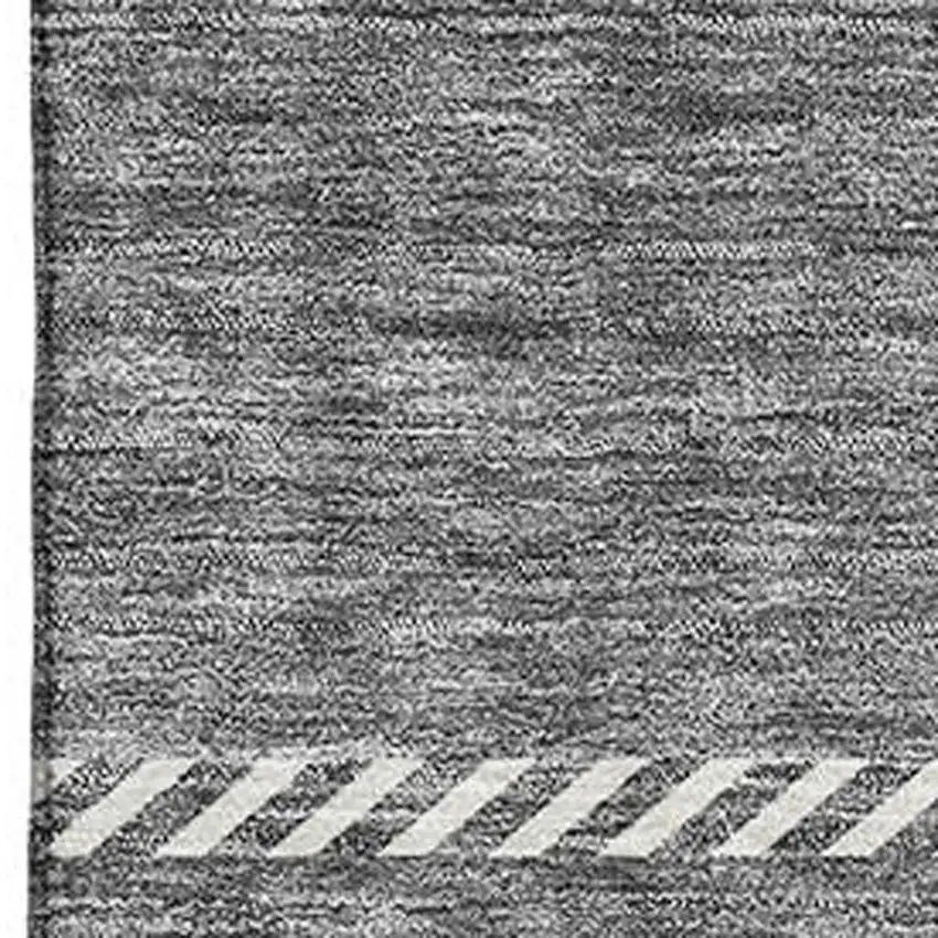 Gray And Ivory Plaid Washable Area Rug With UV Protection Photo 2