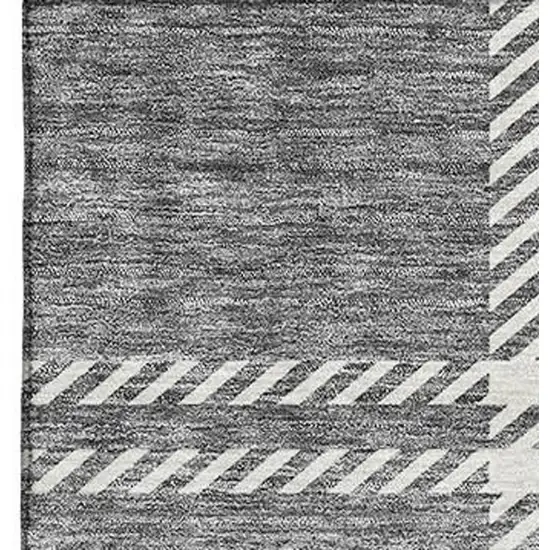 Gray And Ivory Plaid Washable Area Rug With UV Protection Photo 3
