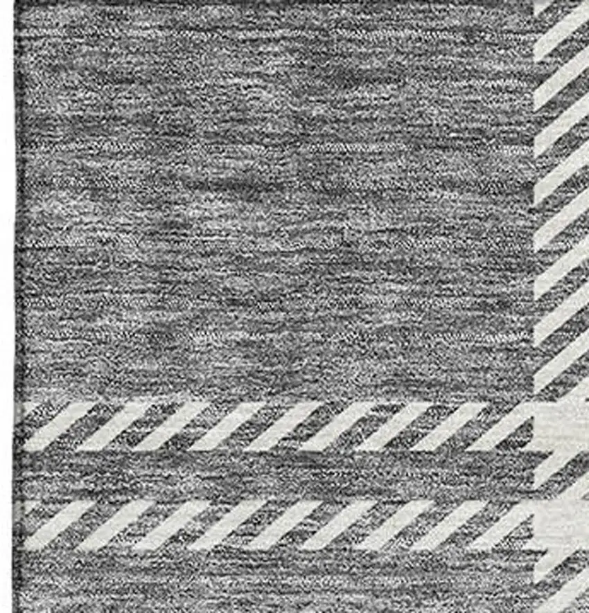 Gray And Ivory Plaid Washable Area Rug With UV Protection Photo 3