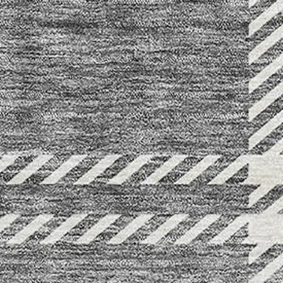 Gray And Ivory Plaid Washable Area Rug With UV Protection Photo 2