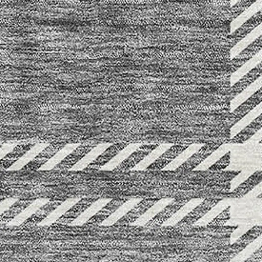 Gray And Ivory Plaid Washable Area Rug With UV Protection Photo 2