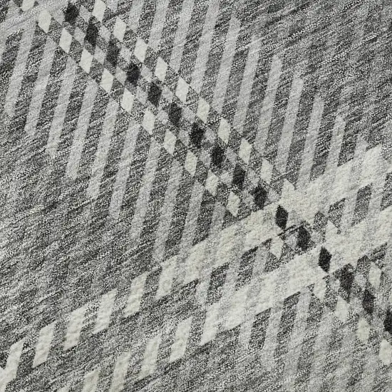 Gray And Ivory Plaid Washable Area Rug With UV Protection Photo 7