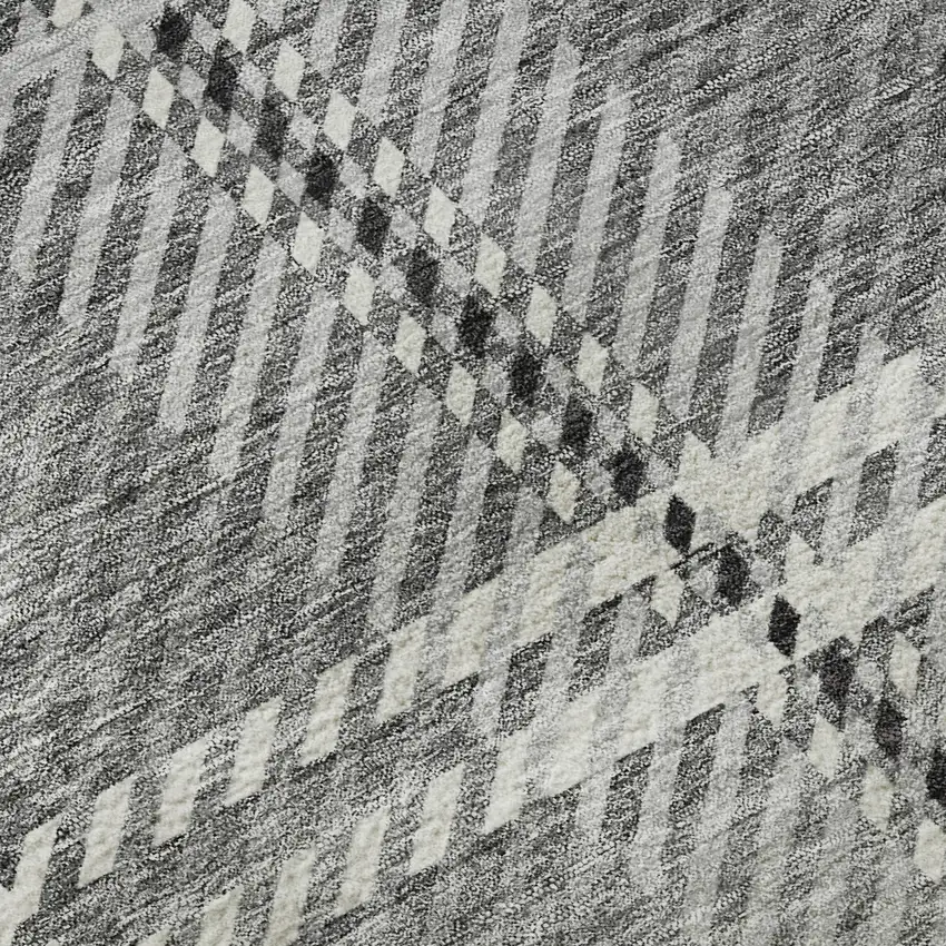 Gray And Ivory Plaid Washable Area Rug With UV Protection Photo 9