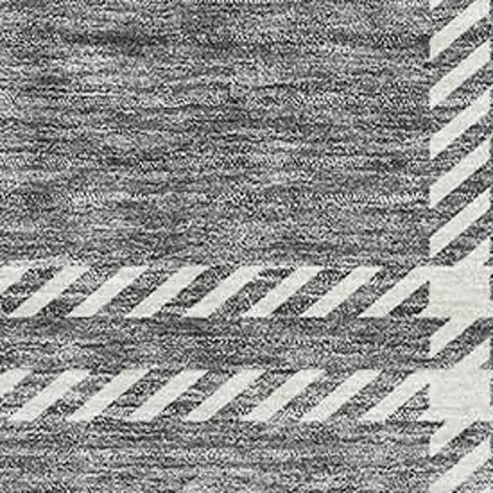 Gray And Ivory Plaid Washable Area Rug With UV Protection Photo 2