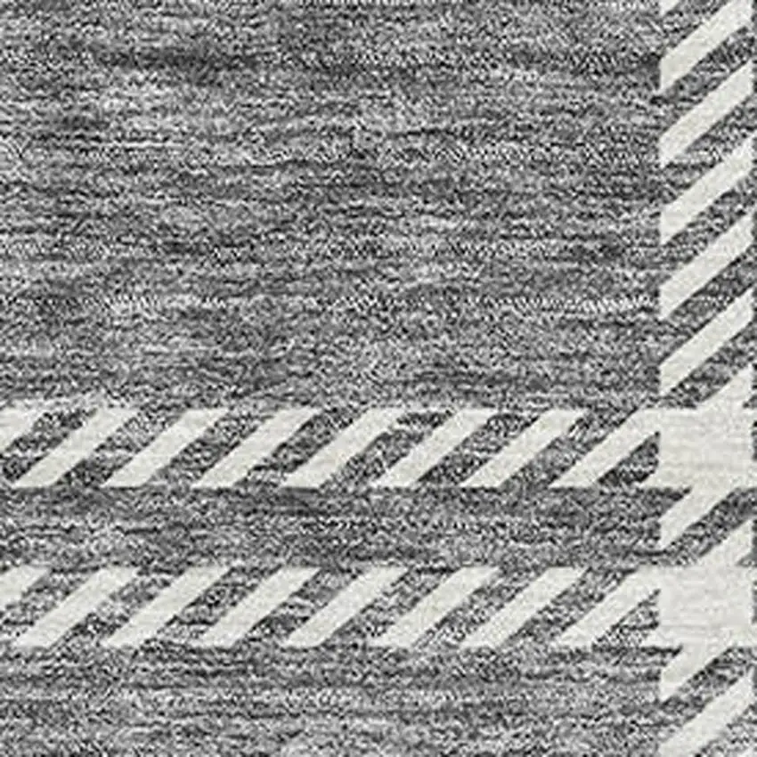 Gray And Ivory Plaid Washable Area Rug With UV Protection Photo 2