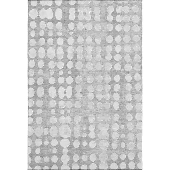 Gray And Ivory Polka Dot Washable Area Rug With UV Protection Photo 1