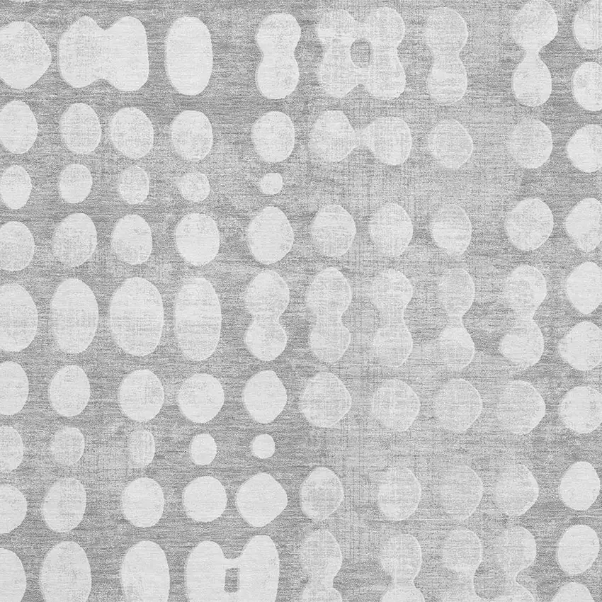 Gray And Ivory Polka Dot Washable Area Rug With UV Protection Photo 3