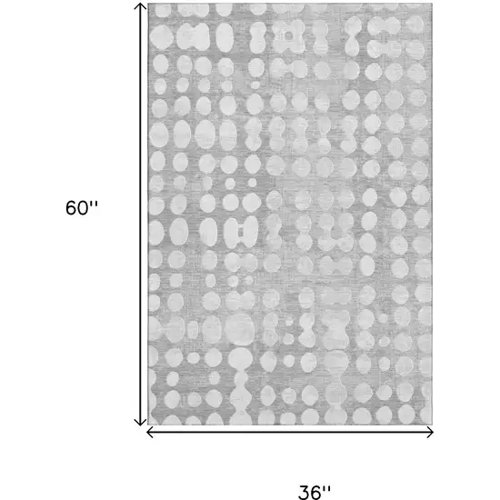 Gray And Ivory Polka Dot Washable Area Rug With UV Protection Photo 3