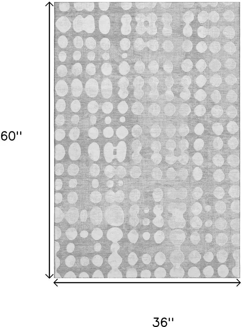 Gray And Ivory Polka Dot Washable Area Rug With UV Protection Photo 3